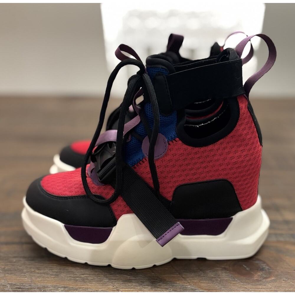 Anthony Wang Level Up High Top Platform Wedge Sneaker Mulberry 02 Size 7 - Picture 4 of 9
